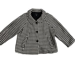 Rafaella Woman Houndstooth Wool Blend 16W Black White Jacket